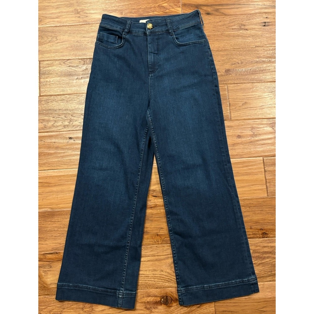 PILCRO Anthropologie Women 28 Black The Skipper High-Rise Crop Wide-Leg Jeans
